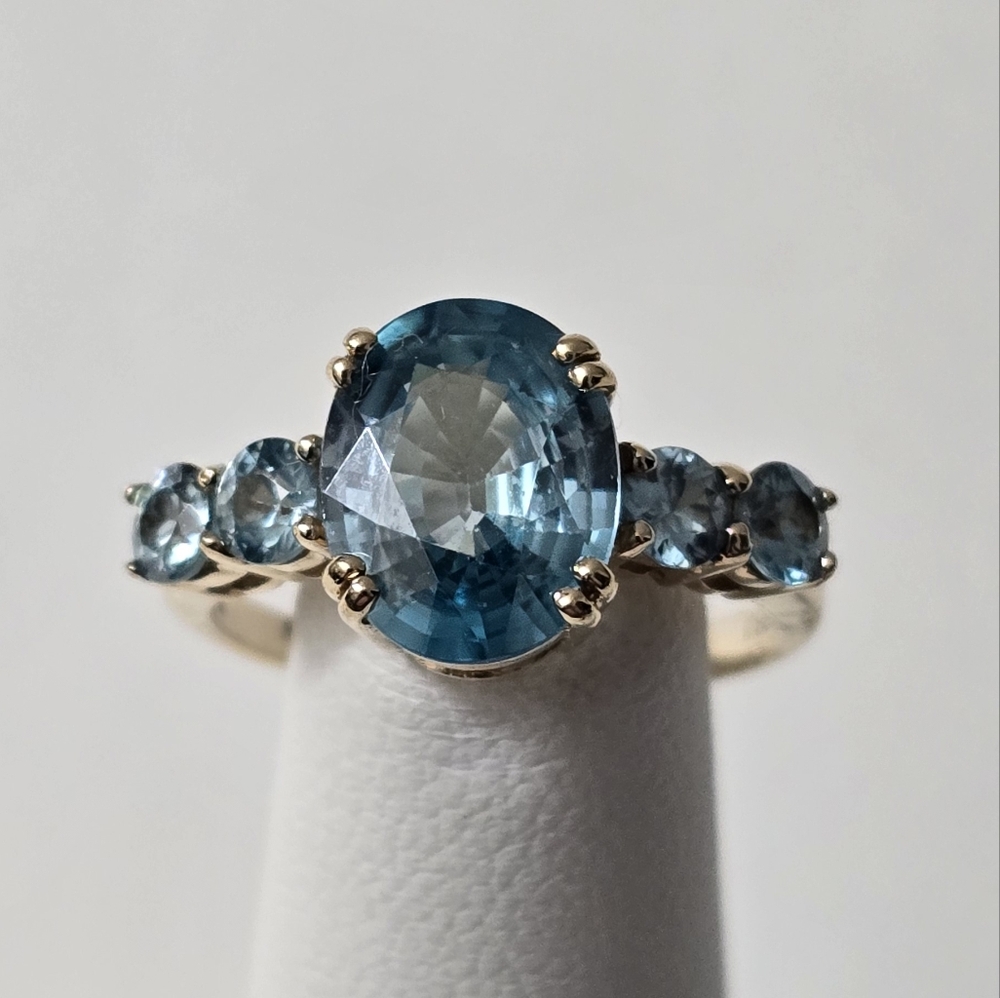 Watch Video / 14K Gold Blue Topaz Multi-Stone Ring – Statement Fine Jewelry